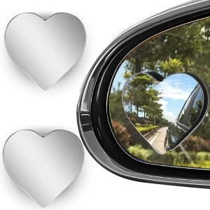 2Pcs Cars Heart Shaped Blind Spot Mirrors Car Side Mirror Blindspot Adjustabe Angle Removable Wide Angle Convex RearView Mirror for Enhanced Safety Universal Fit Stick, Car Accessories for Cars Suvs