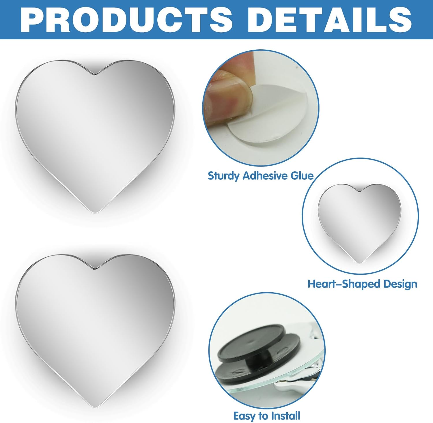 2Pcs Cars Heart Shaped Blind Spot Mirrors Car Side Mirror Blindspot Adjustabe Angle Removable Wide Angle Convex RearView Mirror for Enhanced Safety Universal Fit Stick, Car Accessories for Cars Suvs - Image 3