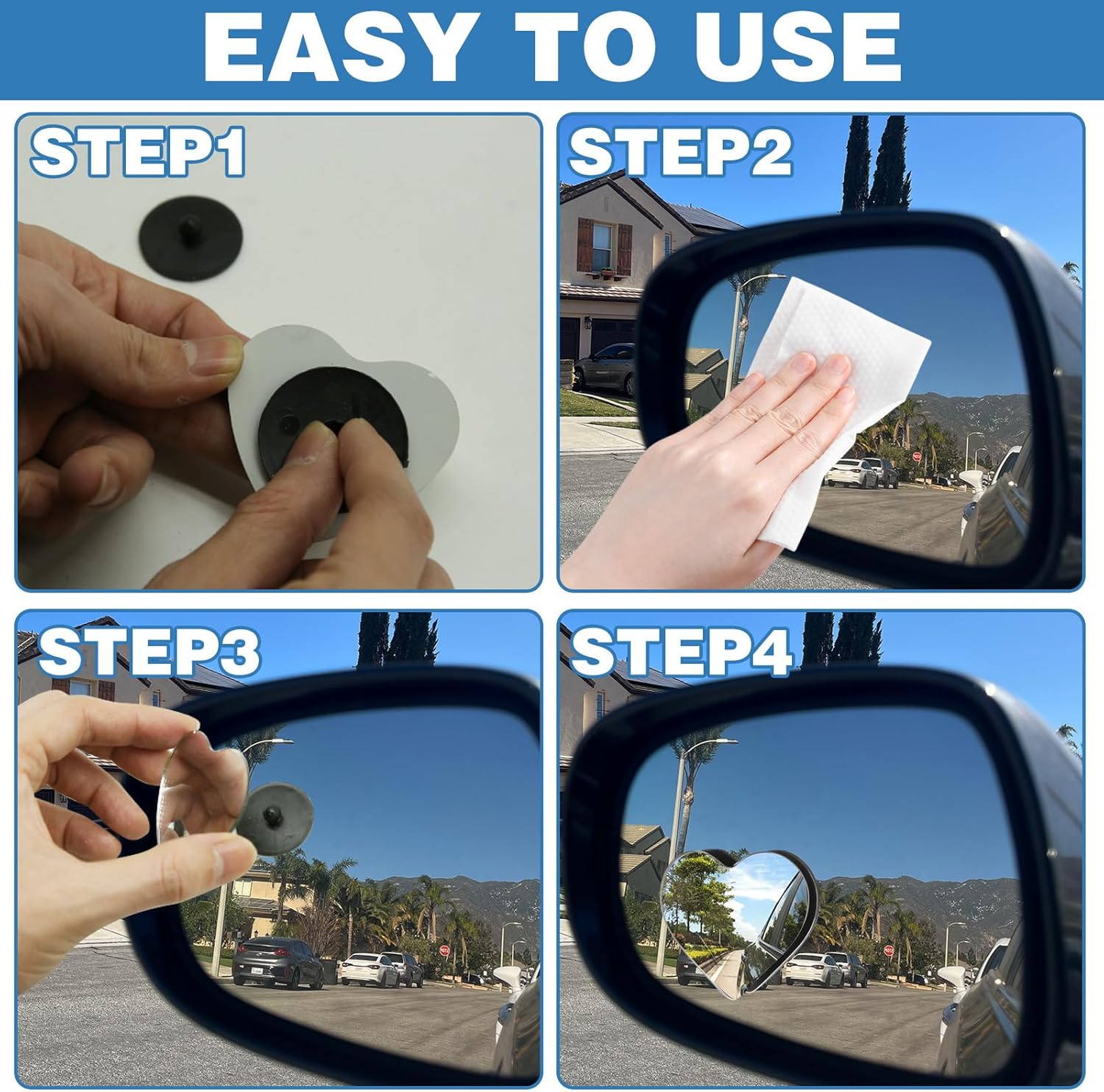 2Pcs Cars Heart Shaped Blind Spot Mirrors Car Side Mirror Blindspot Adjustabe Angle Removable Wide Angle Convex RearView Mirror for Enhanced Safety Universal Fit Stick, Car Accessories for Cars Suvs - Image 6