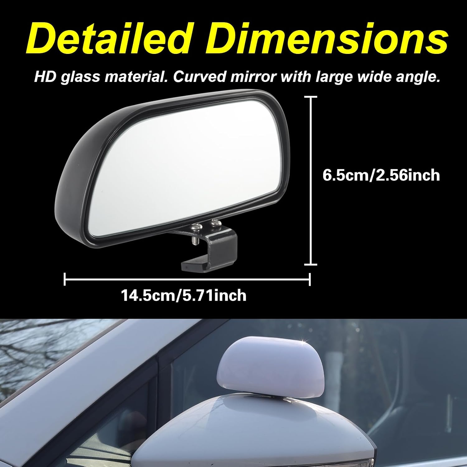Blind Spot Mirrors for Trucks and Cars,Automotive Side View Concave Mirror Blindspot,360° Large Convex Rearview Exterior Mirror Accessories for Truck and Car(1Pack Black) - Image 4