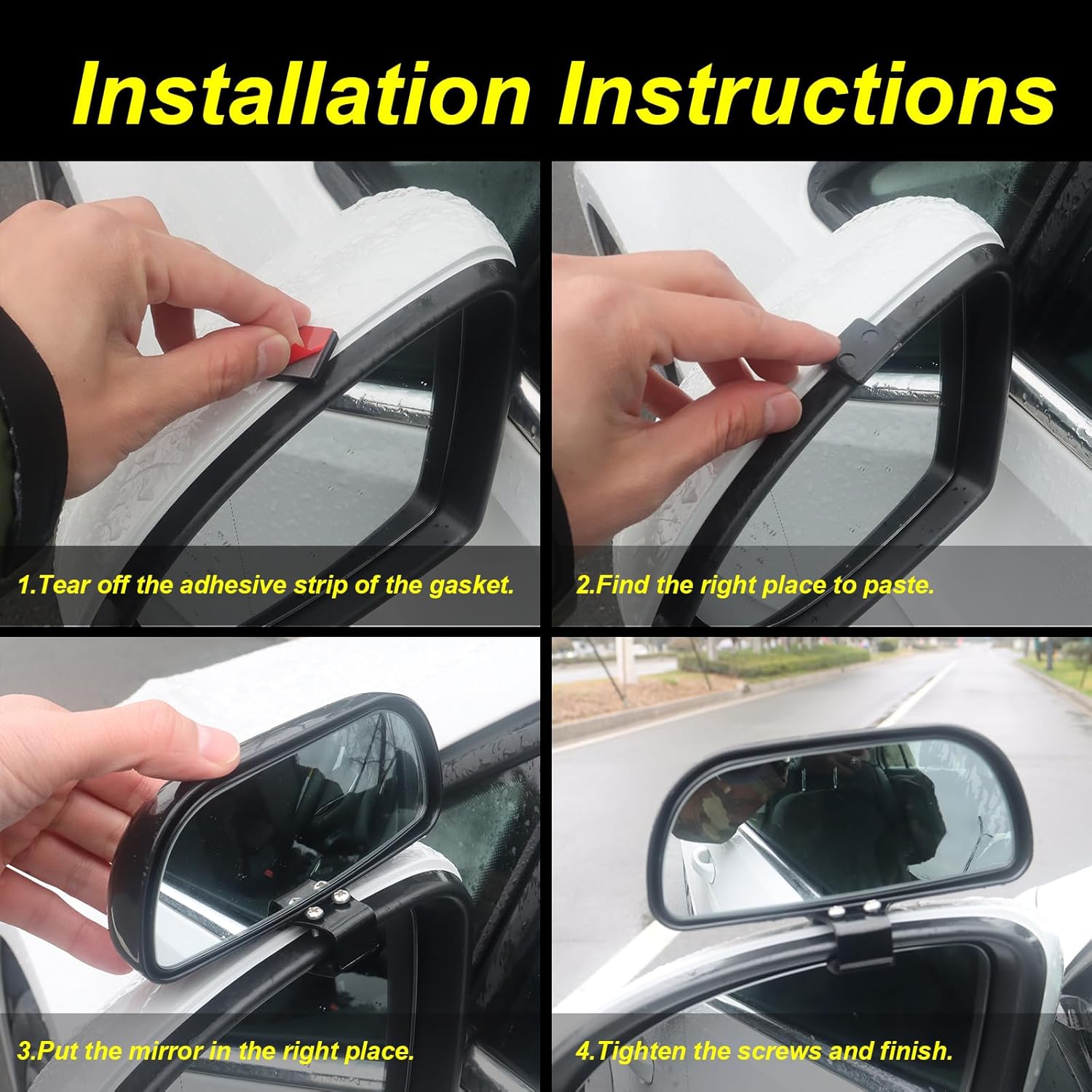 Blind Spot Mirrors for Trucks and Cars,Automotive Side View Concave Mirror Blindspot,360° Large Convex Rearview Exterior Mirror Accessories for Truck and Car(1Pack Black) - Image 5