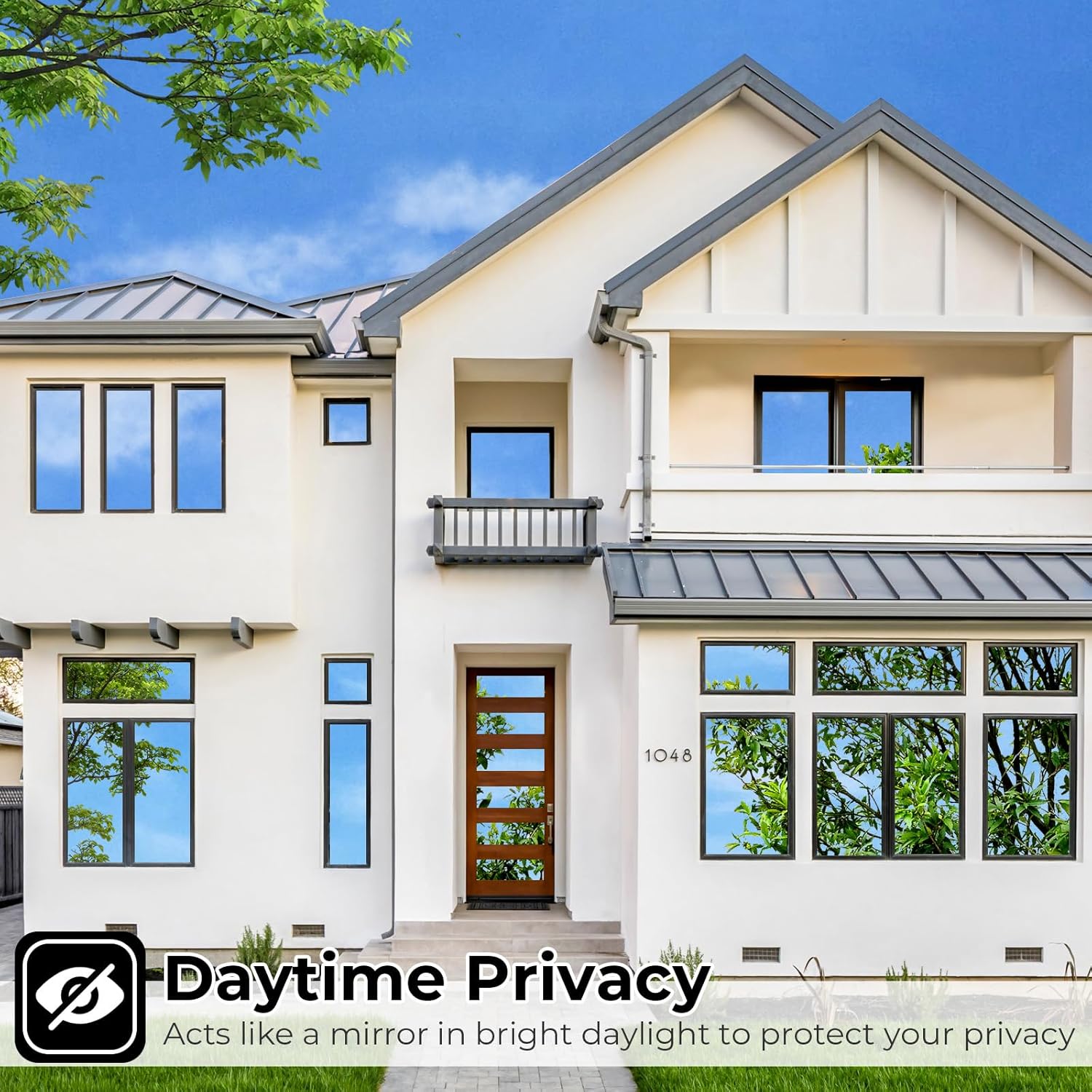 Coavas One Way Privacy Window Film with 3 Tools, Reflective Mirror Home Window Tint See Out Not in Sun Blocking Window Security Clings Self-Adhesive Daytime Privacy House Window Cover,17.5x78.7in - Image 2