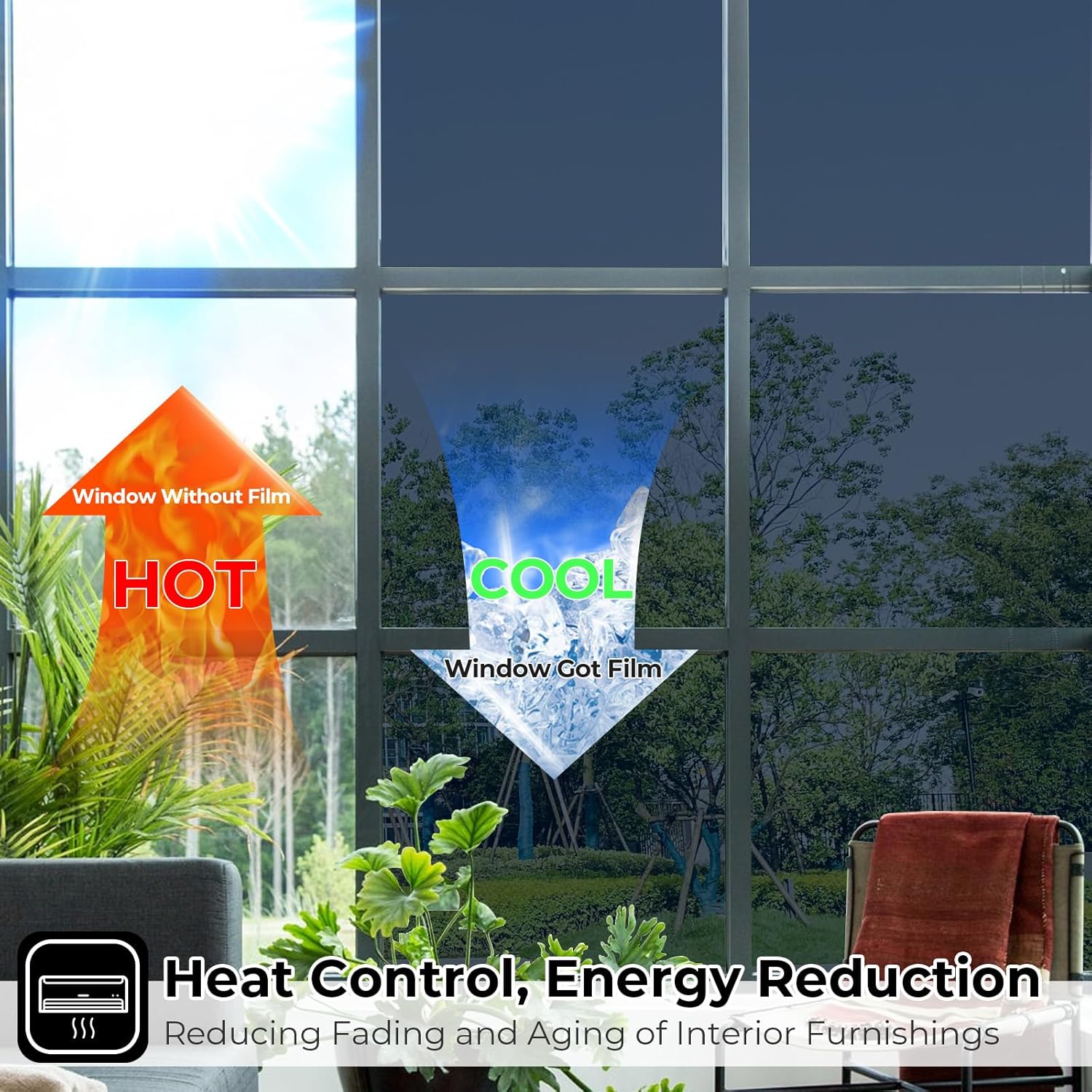 Coavas One Way Privacy Window Film with 3 Tools, Reflective Mirror Home Window Tint See Out Not in Sun Blocking Window Security Clings Self-Adhesive Daytime Privacy House Window Cover,17.5x78.7in - Image 4