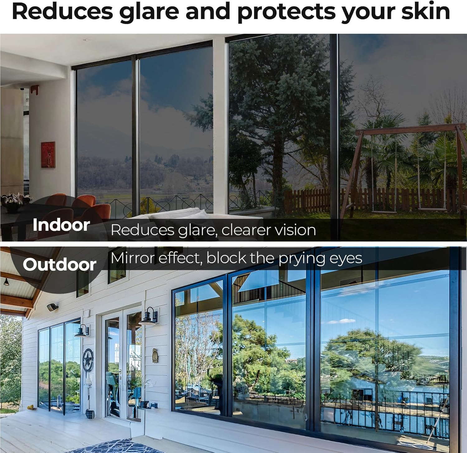 Coavas One Way Privacy Window Film with 3 Tools, Reflective Mirror Home Window Tint See Out Not in Sun Blocking Window Security Clings Self-Adhesive Daytime Privacy House Window Cover,17.5x78.7in - Image 8