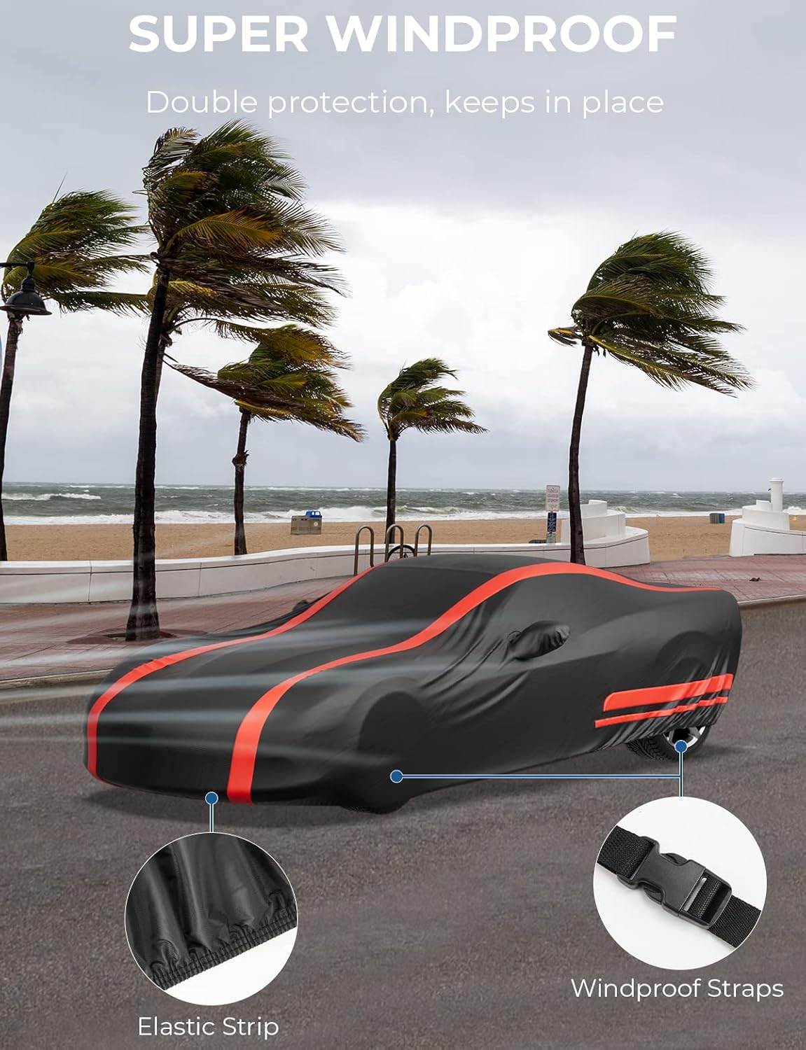 Car Cover Compatible with 2005-2013 Corvette C6 Stingray/Z06/Z51, Waterproof All Weather Car Cover Indoor Outdoor - Image 3