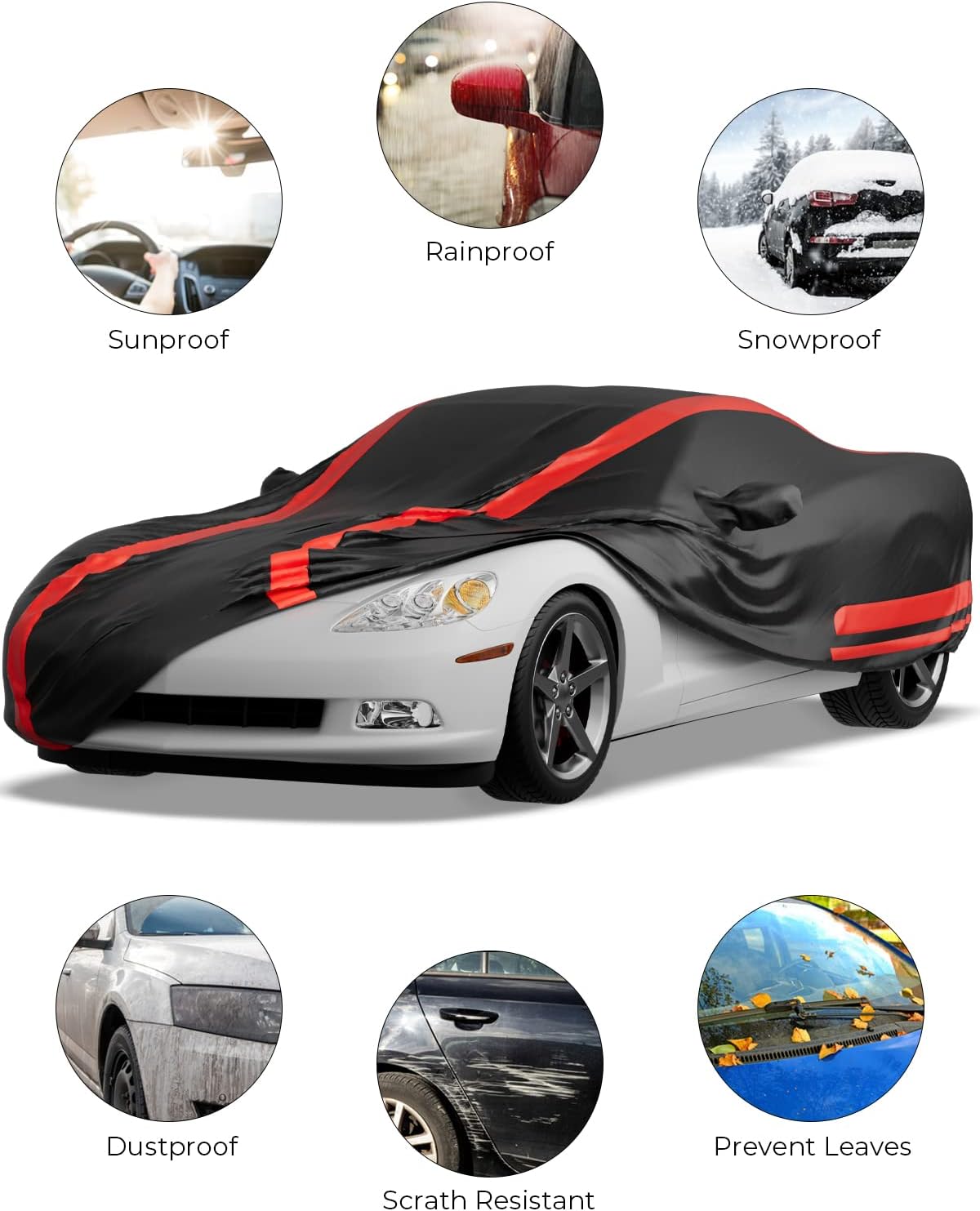Car Cover Compatible with 2005-2013 Corvette C6 Stingray/Z06/Z51, Waterproof All Weather Car Cover Indoor Outdoor - Image 5