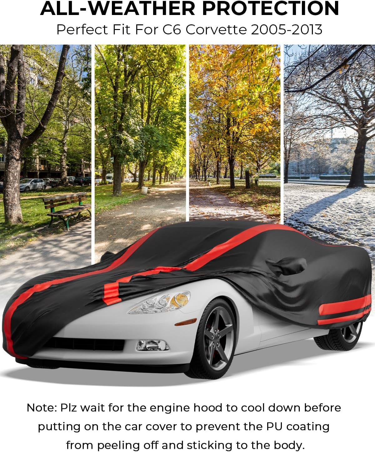 Car Cover Compatible with 2005-2013 Corvette C6 Stingray/Z06/Z51, Waterproof All Weather Car Cover Indoor Outdoor - Image 6