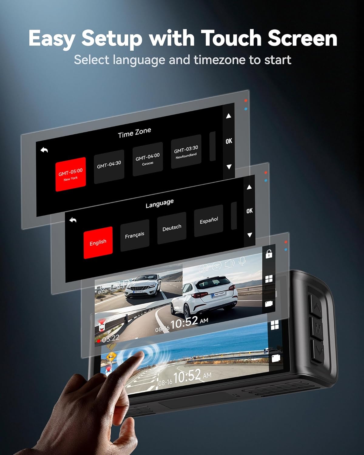 REDTIGER 4K Dash Cam Front and Rear, Touch Screen 3.18 Inch, Voice Control, 5.8GHz WiFi Car Dash Camera with 64GB Card, GPS, UHD 2160P Night Vision, WDR, Emergency Lock, Parking Monitor (F7N Touch) - Image 3