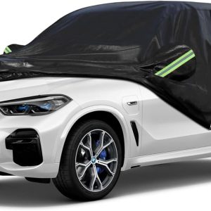 SUV Car Cover Waterproof All Weather for Snow UV Protection Waterproof Outdoor Heavy Duty Full Exterior Covers with Door Zipper Universal Fit SUVs Up to 190’’