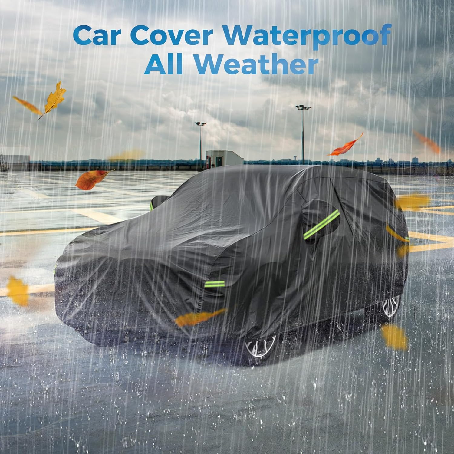 SUV Car Cover Waterproof All Weather for Snow UV Protection Waterproof Outdoor Heavy Duty Full Exterior Covers with Door Zipper Universal Fit SUVs Up to 190’’ - Image 6