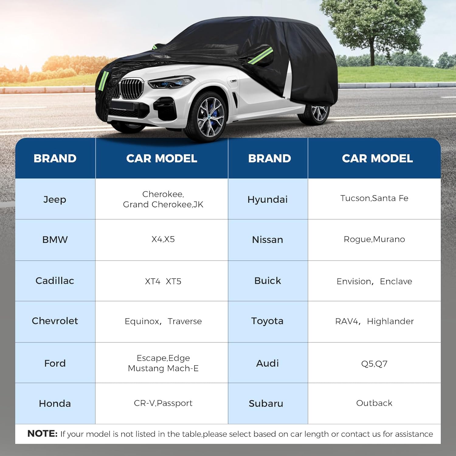 SUV Car Cover Waterproof All Weather for Snow UV Protection Waterproof Outdoor Heavy Duty Full Exterior Covers with Door Zipper Universal Fit SUVs Up to 190’’ - Image 7