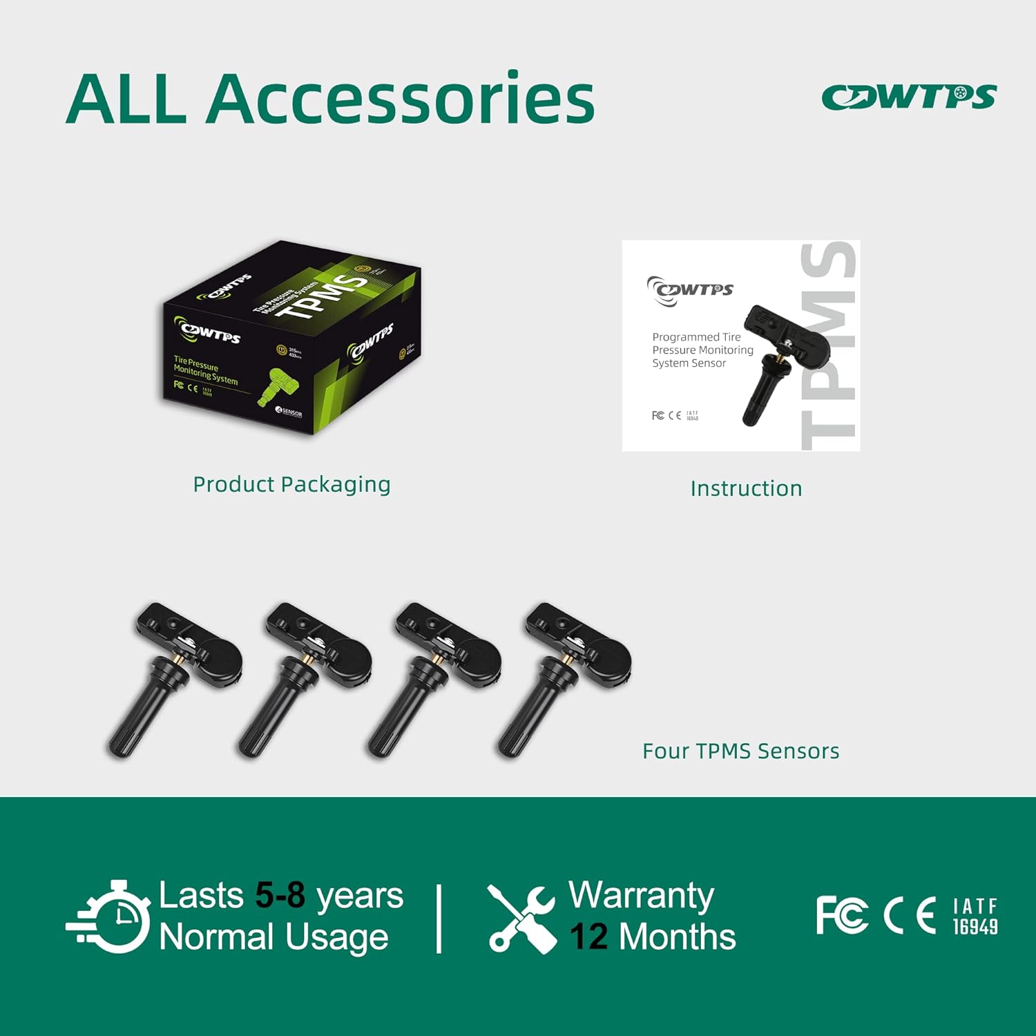 TPMS Sensor for Ford F150 4-Pack,315MHZ Tire Pressure Monitor System for or Ford F150 F250 F350 F450 F550,Escape,Fusion, Lincoln MKX MKC,Mercury Replaces# 9L3Z1A189A,DE8T1A180AA,DR3Z1A189A. - Image 7